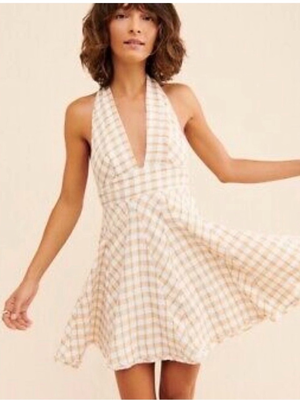 Free People Gingham Halter Dress